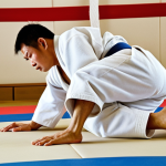 **Prompt:** A judo match scene, focusing on reading the opponent's body language, anticipating their next move. Visualize a competitor analyzing their rival's stance to predict throws like *seoi nage* or *o goshi*. Capture the mental agility required.