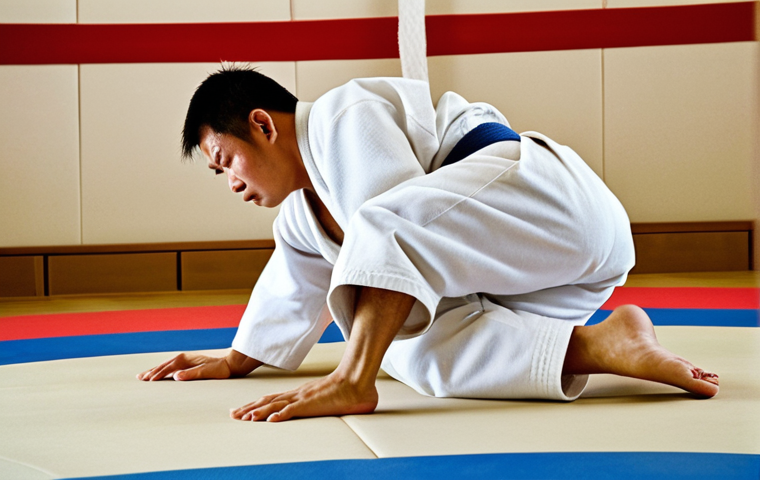 **Prompt:** A judo match scene, focusing on reading the opponent's body language, anticipating their next move. Visualize a competitor analyzing their rival's stance to predict throws like *seoi nage* or *o goshi*. Capture the mental agility required.